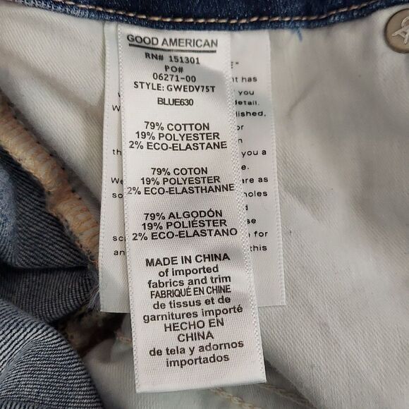 Good American Good Waist Extreme Deep V Distressed Skinny Jeans Sz 30 - Picture 10 of 13